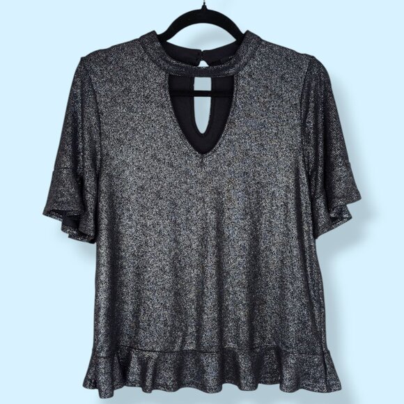 Lucky Brand Dark Metallic Keyhole Stretch Top - Picture 4 of 7